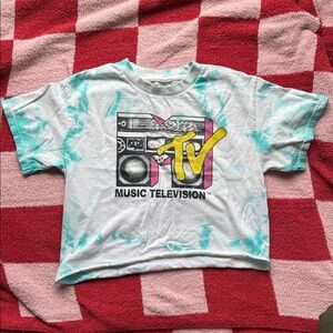 MTV Retro Graphic Tee with Tie-Dye Accents